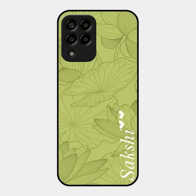 Customized luxury Mint Green leaves Glossy Metal Case Cover For Samsung Galaxy M33 5G