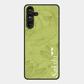 Customized luxury Mint Green leaves Glossy Metal Case Cover For Samsung Galaxy M55 5G