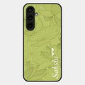 Customized luxury Mint Green leaves Glossy Metal Case Cover For Samsung Galaxy S23 Fe 5G