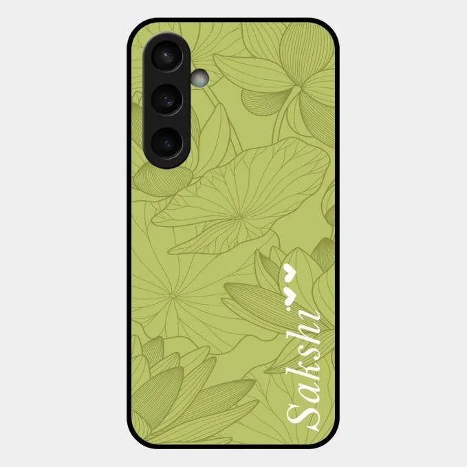 Customized luxury Mint Green leaves Glossy Metal Case Cover For Samsung Galaxy S23 Fe 5G