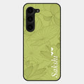 Customized luxury Mint Green leaves Glossy Metal Case Cover For Samsung Galaxy S23 Plus 5G