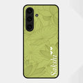 Customized luxury Mint Green leaves Glossy Metal Case Cover For Samsung Galaxy S25 FE 5G