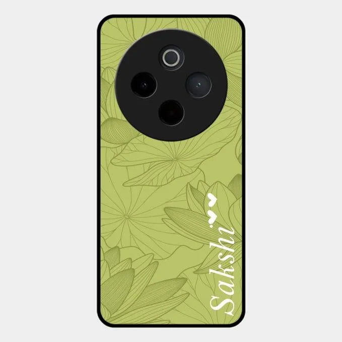 Customized luxury Mint Green leaves Glossy Metal Case Cover For Vivo T4 5G