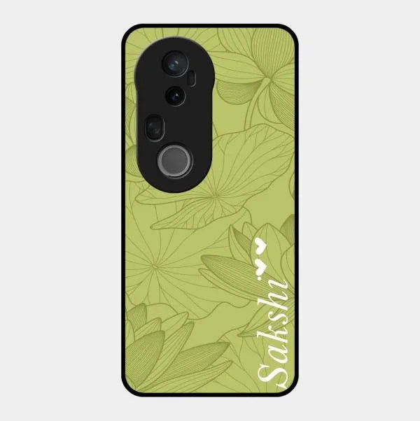 Customized luxury Mint Green leaves Glossy Metal Case Cover For Vivo T4 Ultra 5G