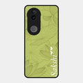 Customized luxury Mint Green leaves Glossy Metal Case Cover For Vivo T4R 5G