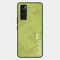 Customized luxury Mint Green leaves Glossy Metal Case Cover For Vivo V20 Se