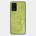 Customized luxury Mint Green leaves Glossy Metal Case Cover For Vivo V21 5G