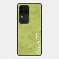 Customized luxury Mint Green leaves Glossy Metal Case Cover For Vivo V30 Pro 5G