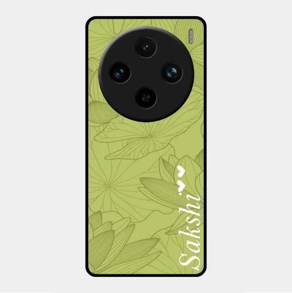 Customized luxury Mint Green leaves Glossy Metal Case Cover For Vivo X100 Pro 5G