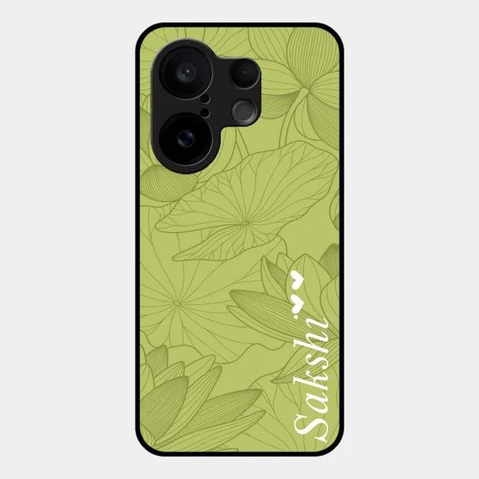 Customized luxury Mint Green leaves Glossy Metal Case Cover For Vivo X200 Fe 5G