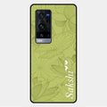 Customized luxury Mint Green leaves Glossy Metal Case Cover For Vivo X60 Pro Plus 5G