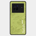Customized luxury Mint Green leaves Glossy Metal Case Cover For Vivo X80 5G