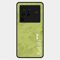 Customized luxury Mint Green leaves Glossy Metal Case Cover For Vivo X80 Pro 5G