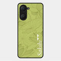 Customized luxury Mint Green leaves Glossy Metal Case Cover For Vivo Y18I