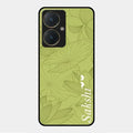 Customized luxury Mint Green leaves Glossy Metal Case Cover For Vivo Y27