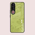 Customized luxury Mint Green leaves Glossy Metal Case Cover For Vivo Y31 5G