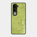 Customized luxury Mint Green leaves Glossy Metal Case Cover For Vivo Y400 Pro 5G