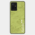 Customized luxury Mint Green leaves Glossy Metal Case Cover For Vivo Y75 5G