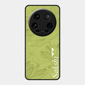 Customized luxury Mint Green leaves Glossy Metal Case Cover For Xiaomi 14 Ultra