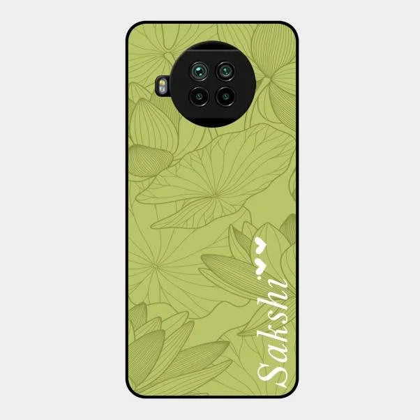 Customized luxury Mint Green leaves Glossy Metal Case Cover For Xiaomi Mi 10I 5G
