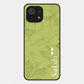 Customized luxury Mint Green leaves Glossy Metal Case Cover For Xiaomi Mi 11 Lite