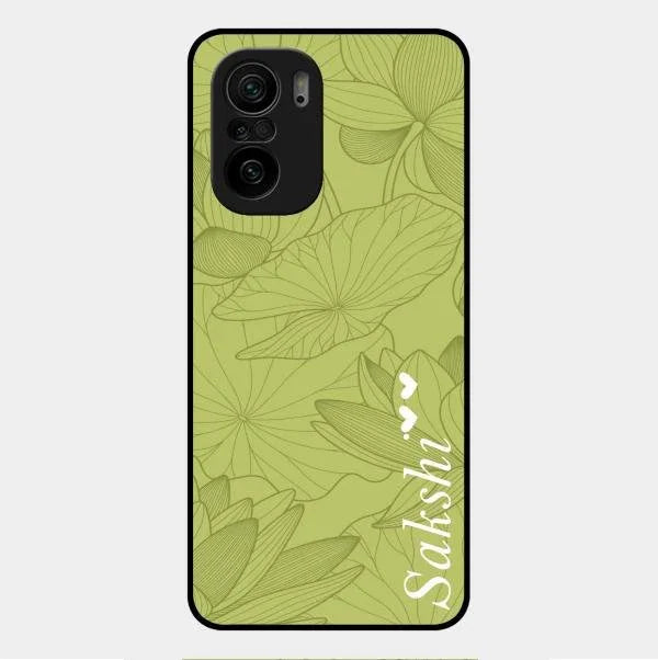 Customized luxury Mint Green leaves Glossy Metal Case Cover For Xiaomi Mi 11X 5G