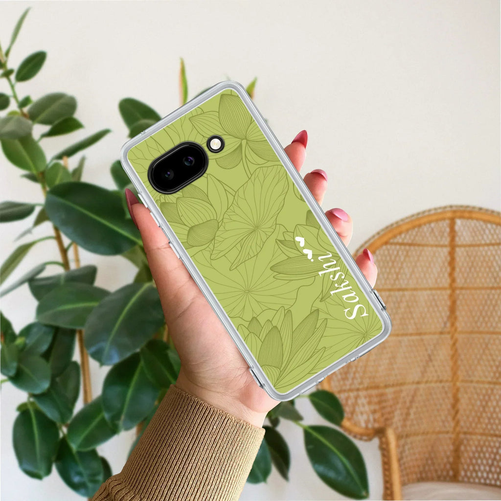 Customized luxury Mint Green leaves Anti Yellow Case For Google Pixel 10a 5G
