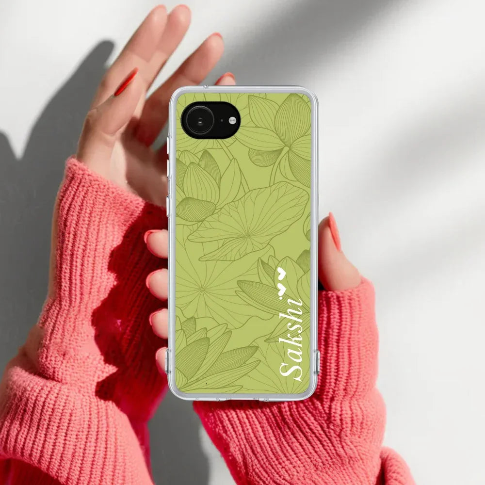 Customized luxury Mint Green leaves Transparent Silicon Case For iPhone - ShopOnCliQ