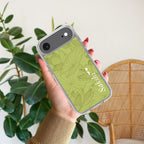 Customized luxury Mint Green leaves Transparent Silicon Case For iPhone 12 Pro