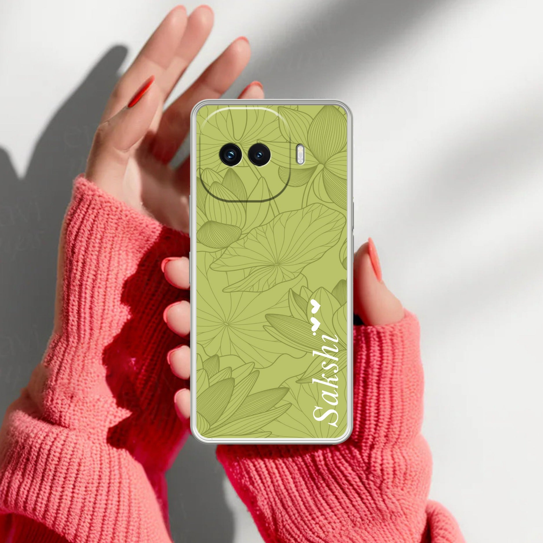 Customized luxury Mint Green leaves Transparent Silicon Case For iQOO 15R 5G