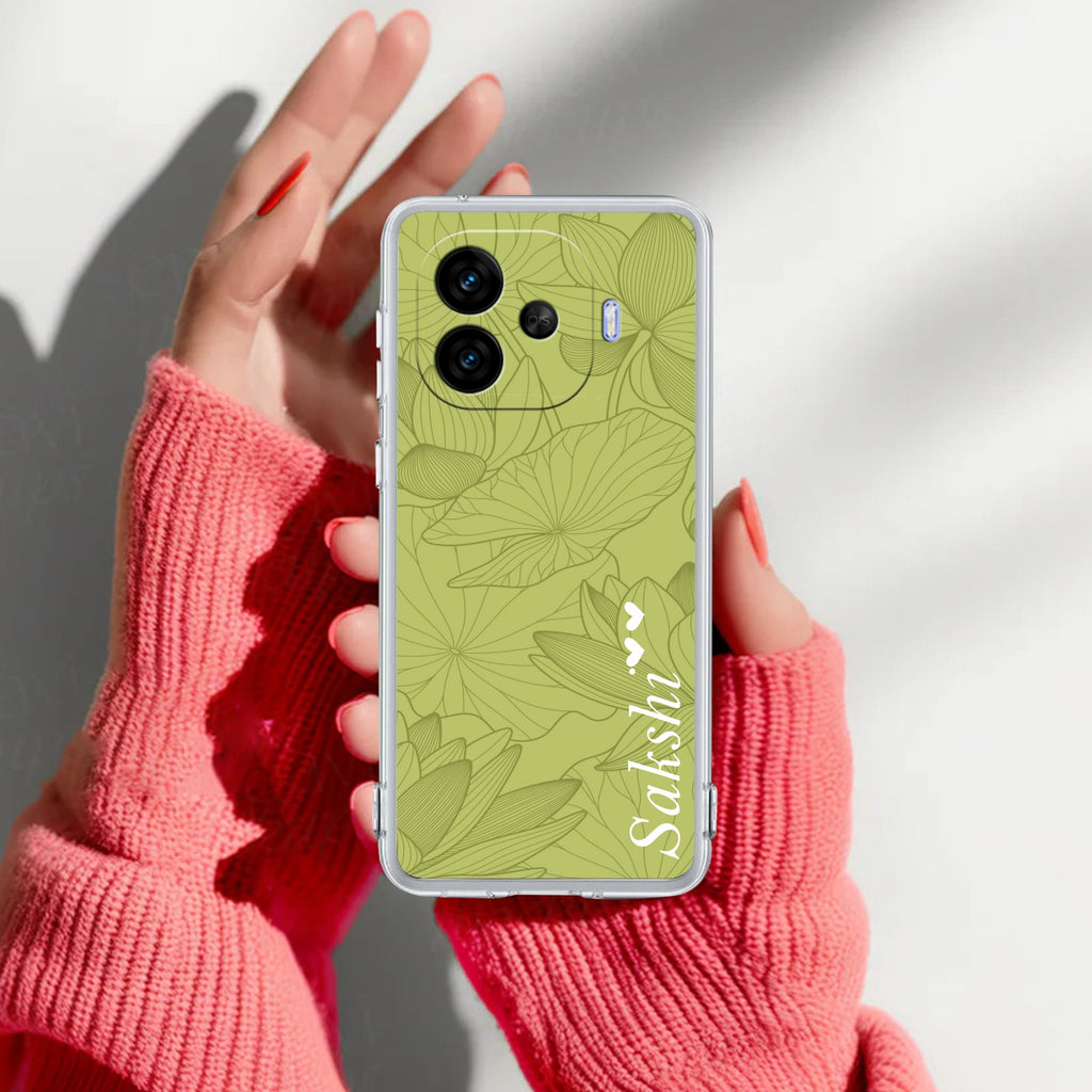 Customized luxury Mint Green leaves Transparent Silicon Case For iQOO Neo 10R 5G