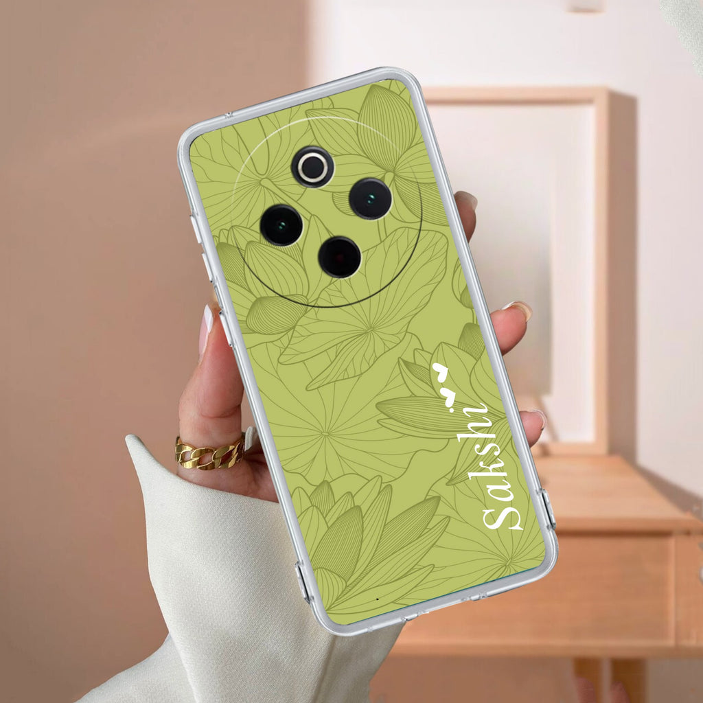 Customized luxury Mint Green leaves Transparent Silicon Case For iQOO - ShopOnCliQ