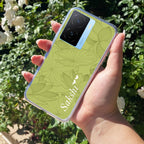 Customized luxury Mint Green leaves Transparent Silicon Case For iQOO Z7s 5G