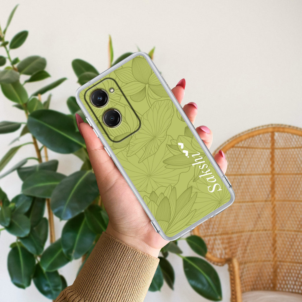 Customized luxury Mint Green leaves Transparent Silicon Case For iQOO Z9 Lite 5G