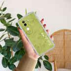 Customized luxury Mint Green leaves Transparent Silicon Case For Vivo V23E