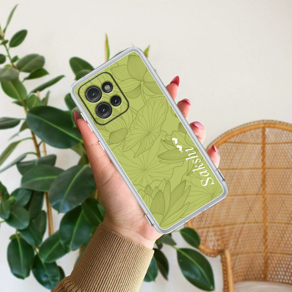 Customized luxury Mint Green leaves Anti Yellow Case For Motorola Edge 50 Neo