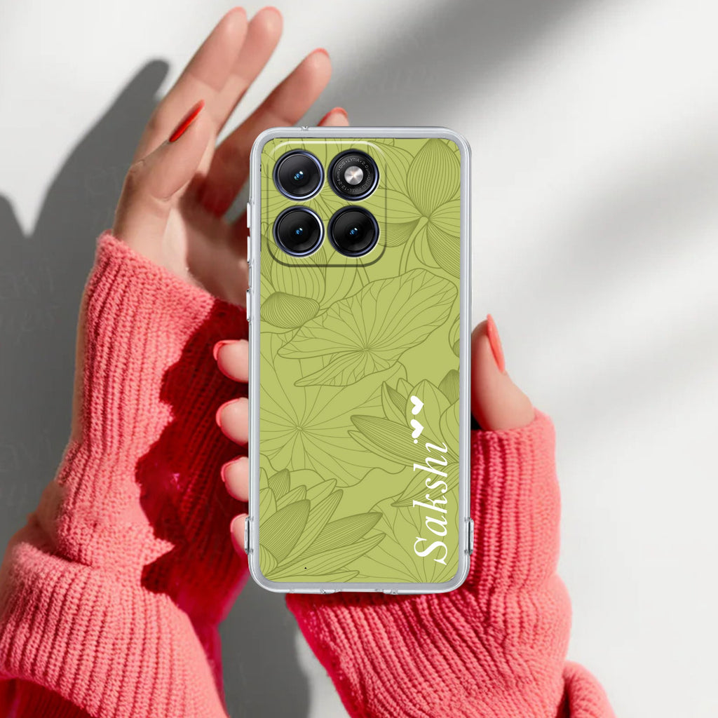 Customized luxury Mint Green leaves Anti Yellow Case For Motorola G67 Power 5G