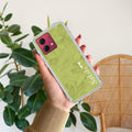 Customized luxury Mint Green leaves Anti Yellow Case For Motorola G84 5G