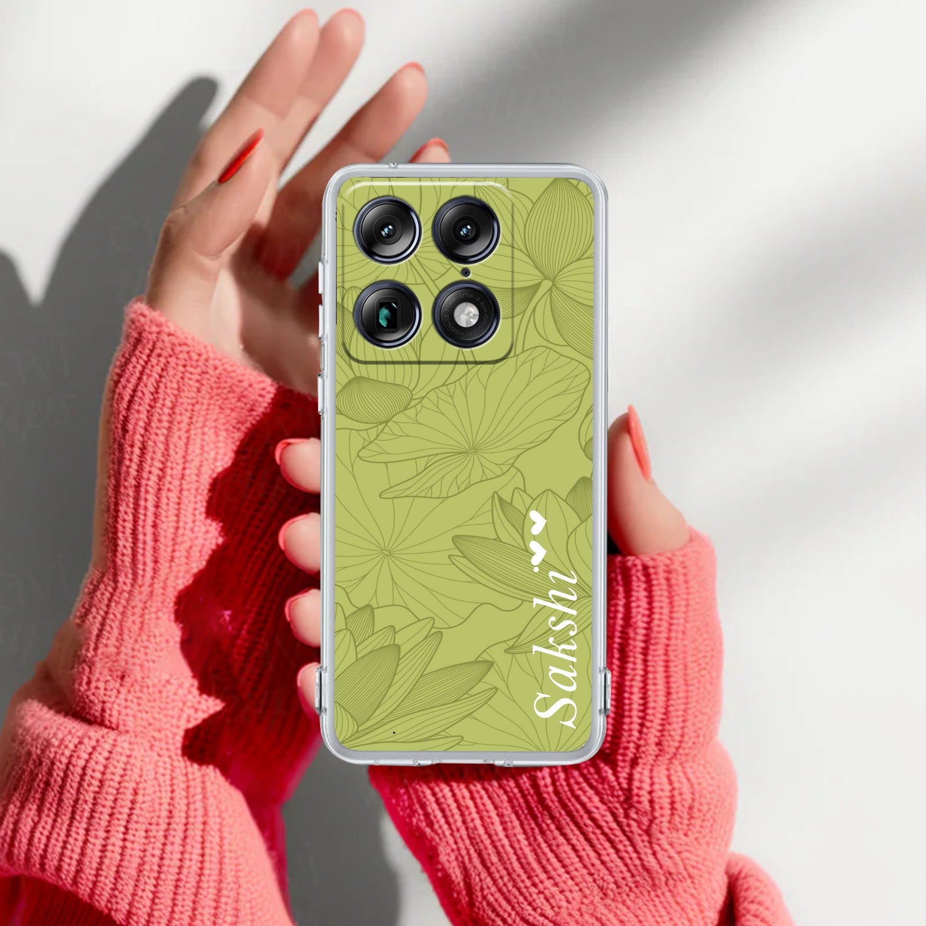 Customized luxury Mint Green leaves Anti Yellow Case For Motorola Signature 5G