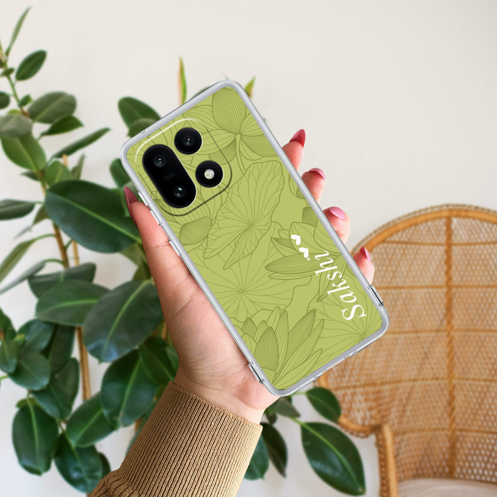 Customized luxury Mint Green leaves Anti Yellow Case For OnePlus 15 5G