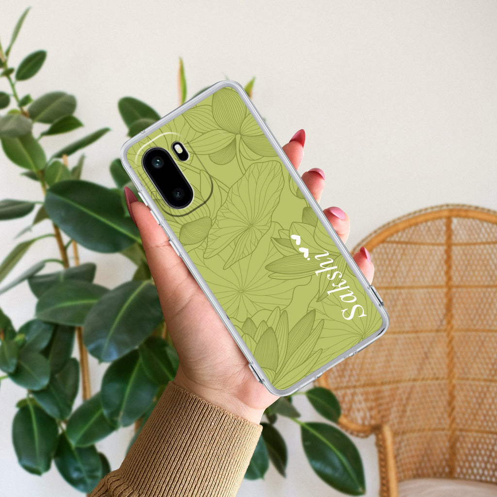 Customized luxury Mint Green leaves Anti Yellow Case For OnePlus 15R 5G