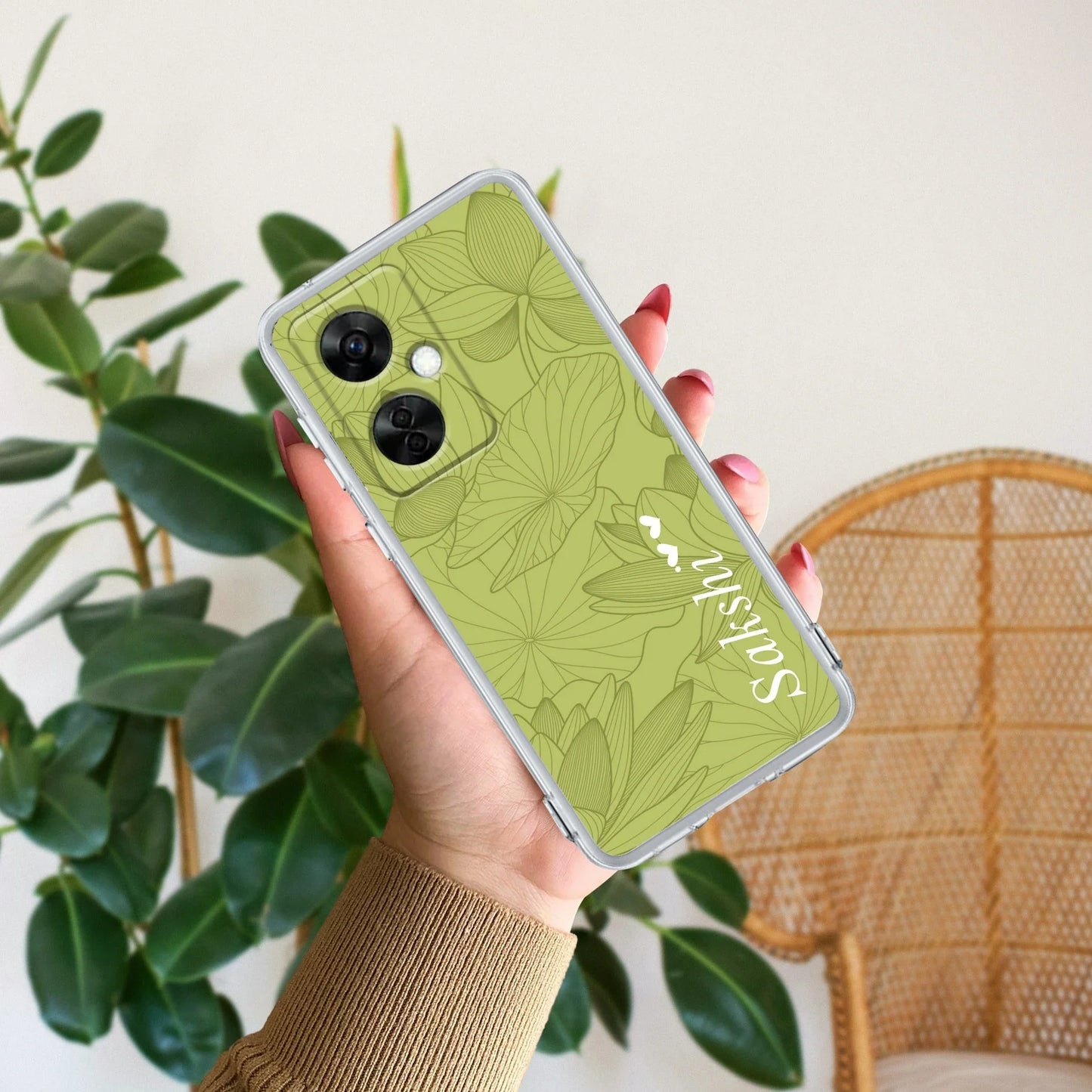 Customized luxury Mint Green leaves Transparent Silicon Case For OnePlus - ShopOnCliQ
