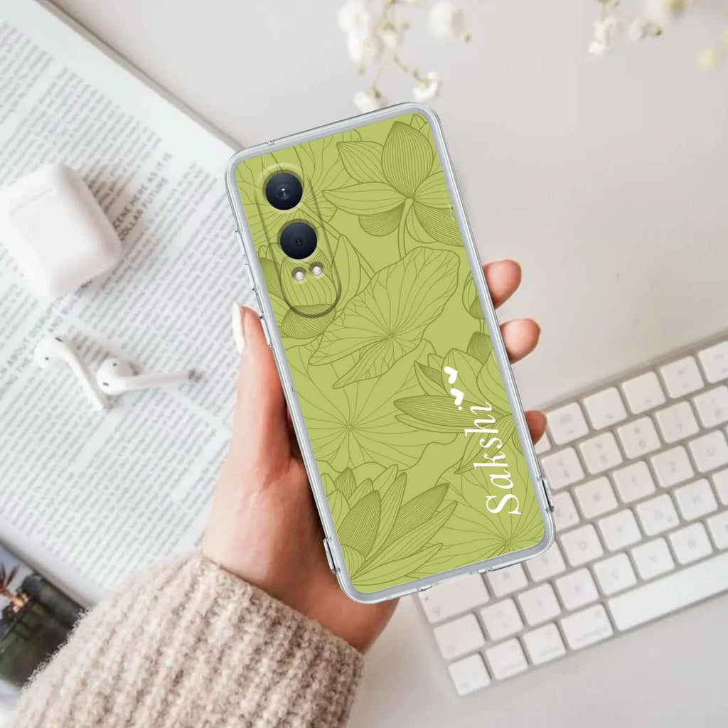 Customized luxury Mint Green leaves Transparent Silicon Case For OnePlus - ShopOnCliQ
