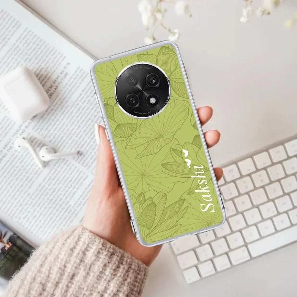 Customized luxury Mint Green leaves Anti Yellow Case For Oppo F29 Pro 5G