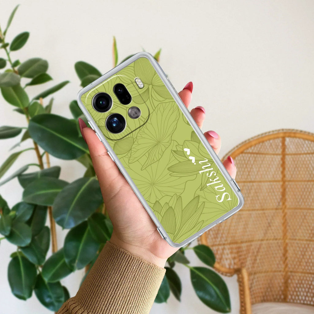 Customized luxury Mint Green leaves Anti Yellow Case For Oppo Find X9 Pro 5G