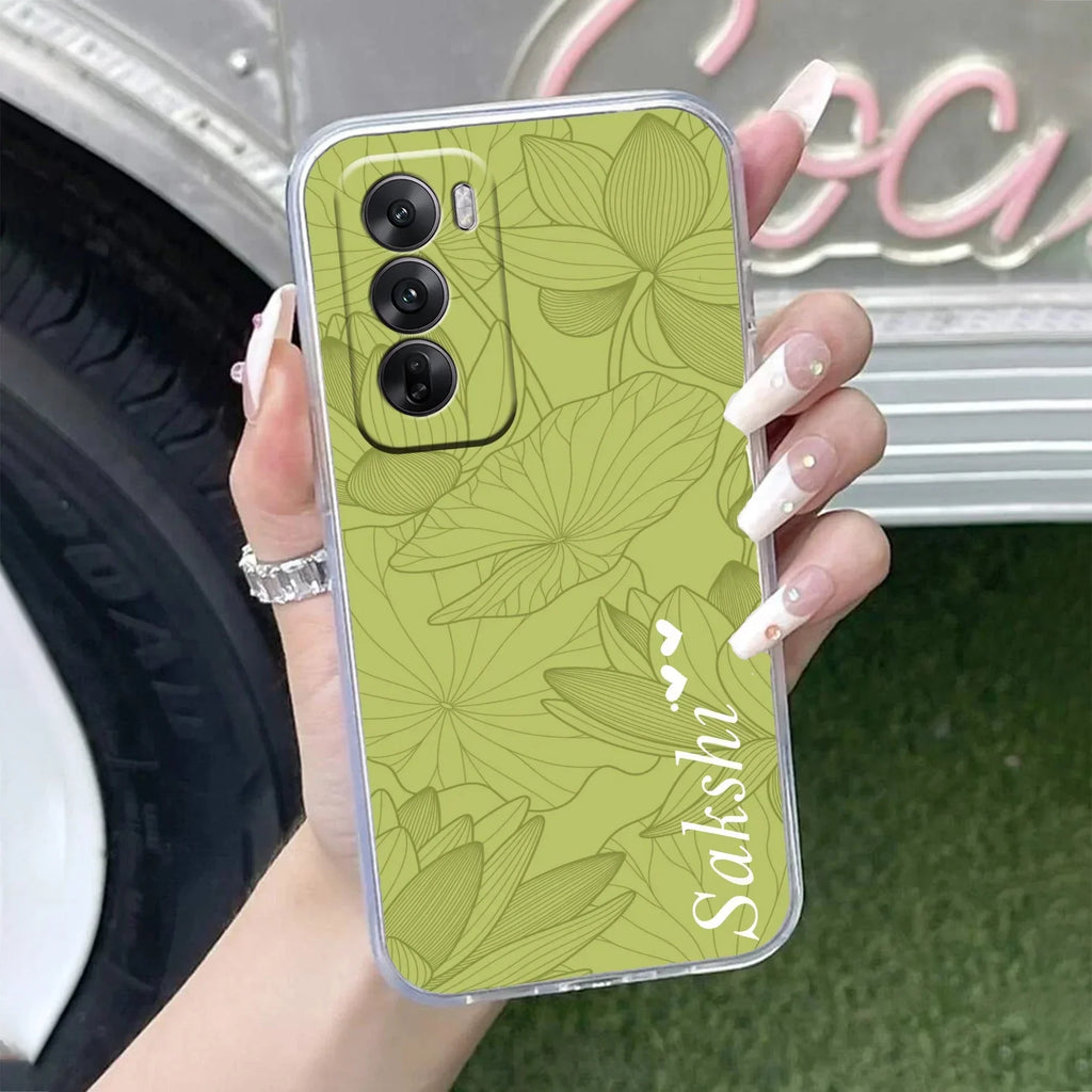 Customized luxury Mint Green leaves Anti Yellow Case For Oppo Reno 12 Pro 5G