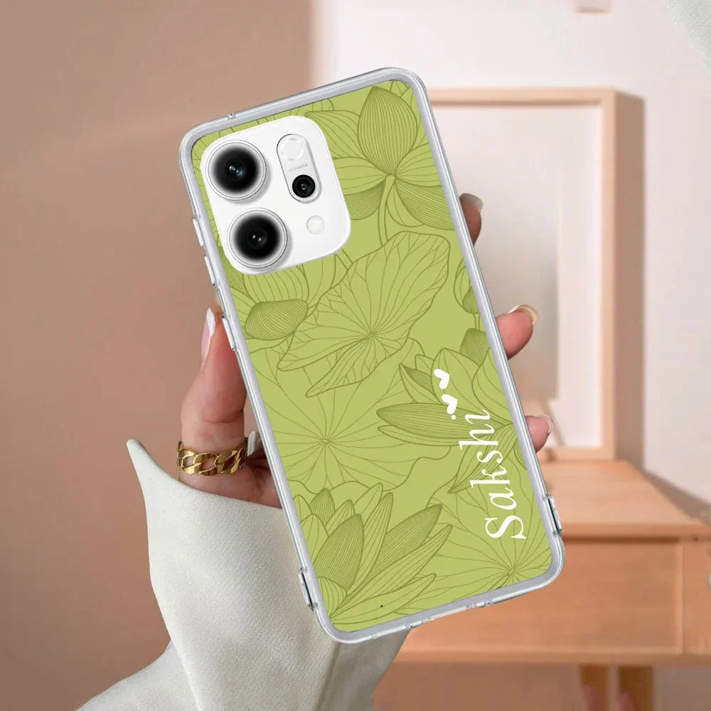 Customized luxury Mint Green leaves Anti Yellow Case For Oppo Reno 14 5G