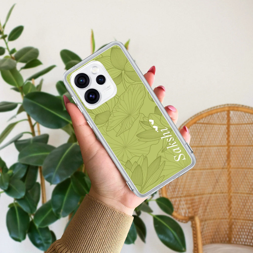 Customized luxury Mint Green leaves Anti Yellow Case For Oppo Reno 15 Pro Mini 5G