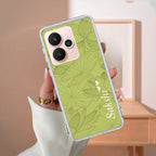 Customized luxury Mint Green leaves Transparent Silicon Case For Realme GT 7T 5G