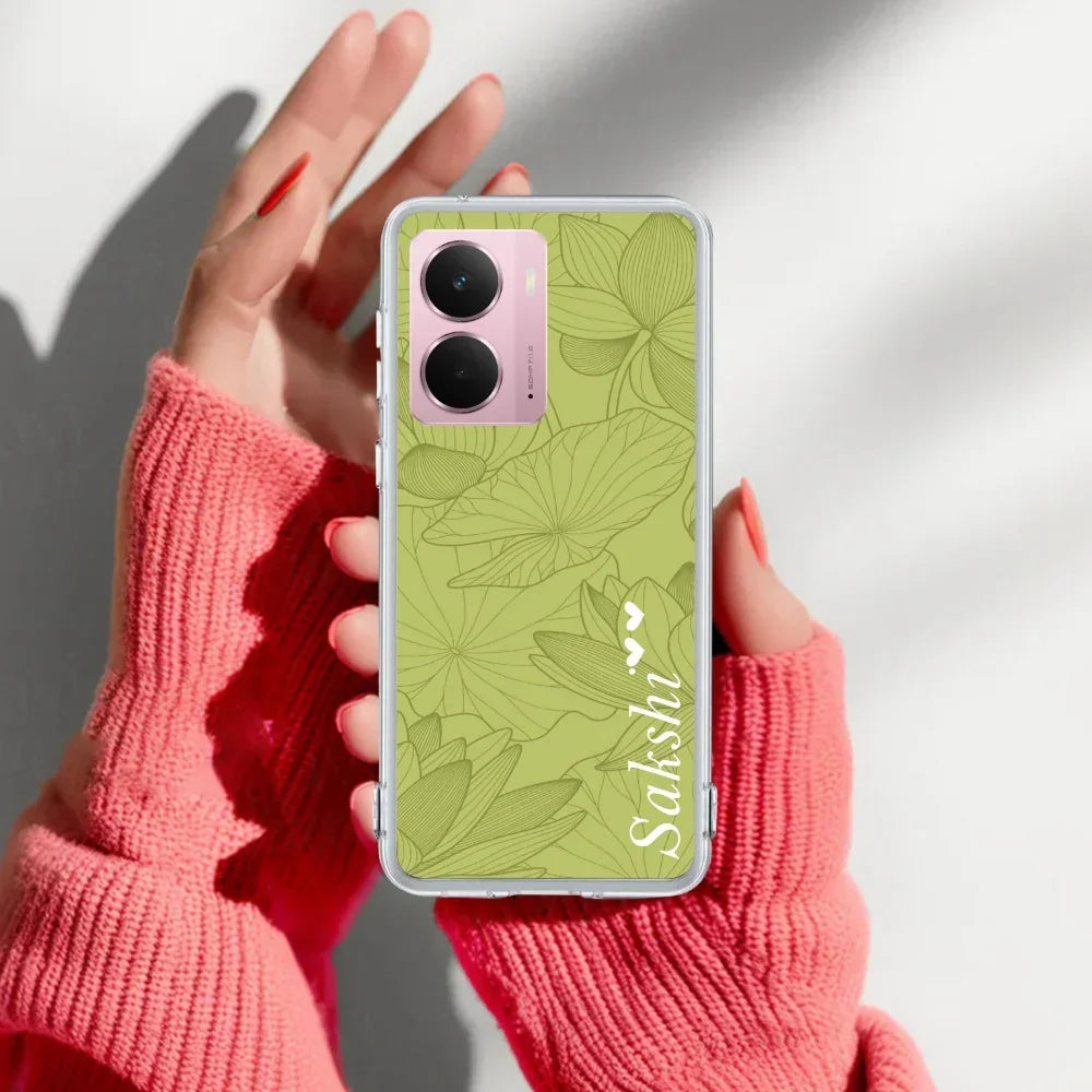 Customized luxury Mint Green leaves Transparent Silicon Case For Realme 13 5G